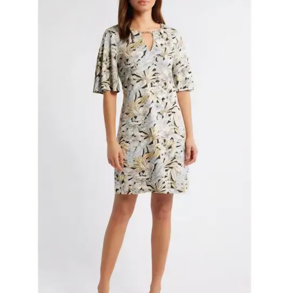 Tommy Bahama Darcy Floral Prnt Flutter Sleeve Dress Size Large